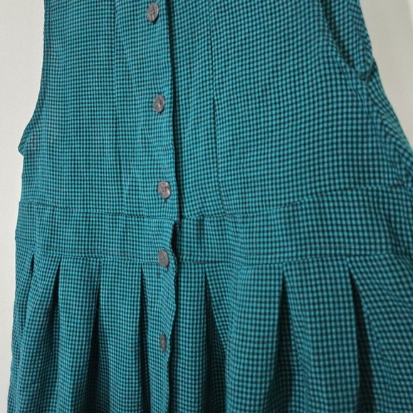 Vintage Checkered Pleated Buttoned Midi Sundress - Picture 6 of 7